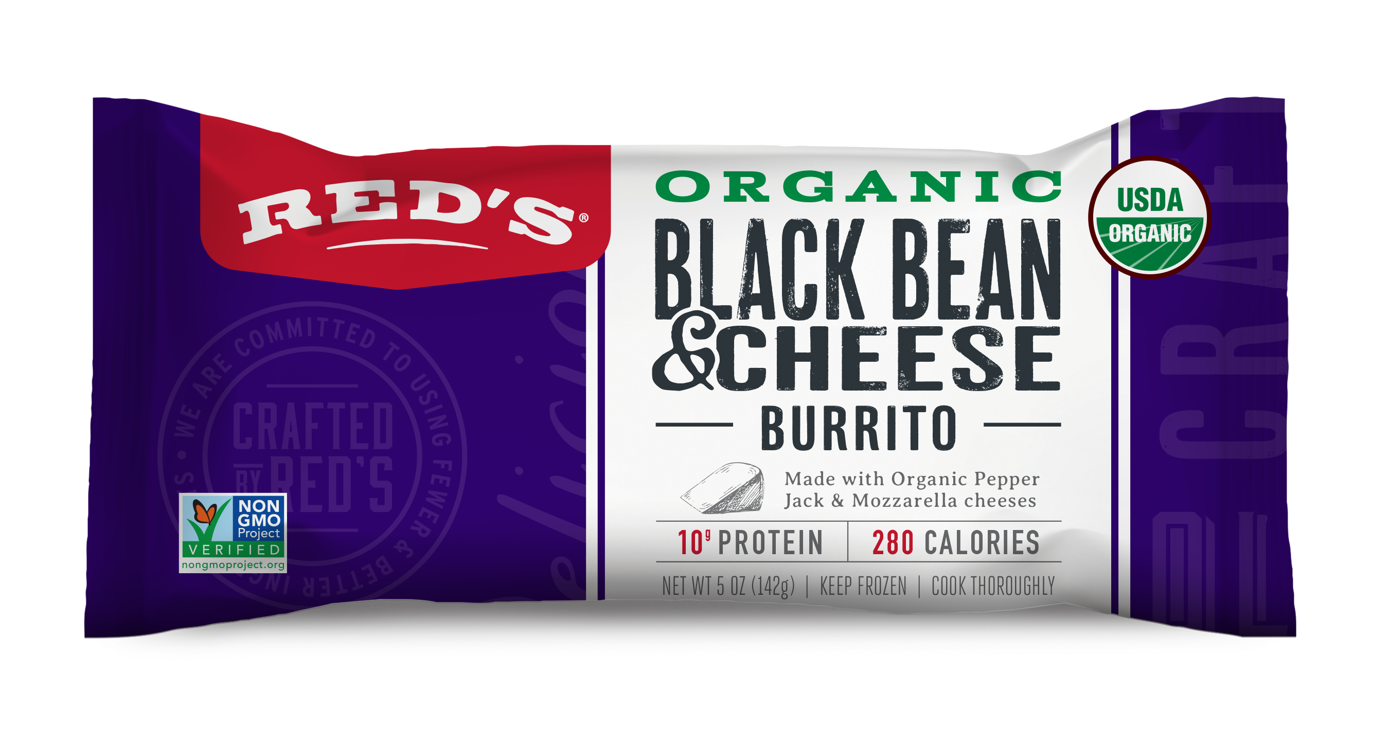 Organic Black Bean & Cheese Burrito Red's All Natural